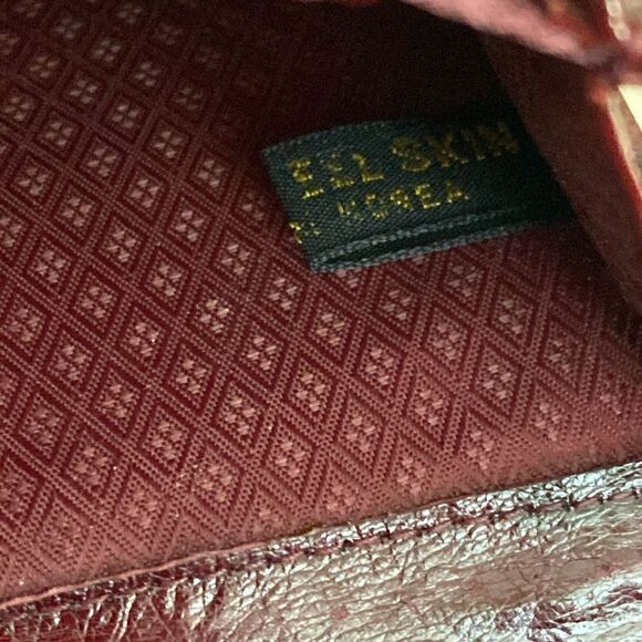NEW! Vintage Eel Skin Large Wallet Burgundy Red - Picture 13 of 13